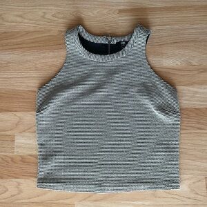 ABS Allen Schwartz Black and White Textured Crop Top